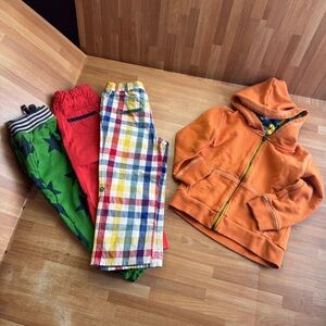 Mini boden bundle, size 2/3, orange windbreaker, star pants, checkered 4 pieces